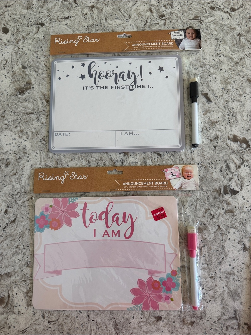 NWT Rising Star 'Today I Am' Pink Announcement Board with Marker